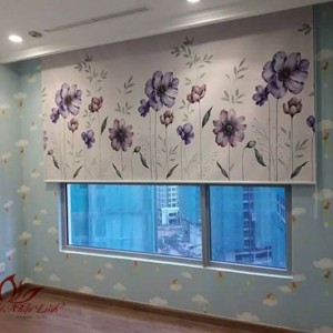 Rèm cuốn tranh hoạ tiết hoa - CT10