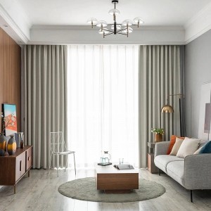 Rèm vải màu ghi phòng khách DIM19 - 02